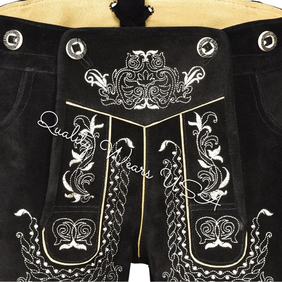 Men Oktoberfest Authentic lederhosen Deer shorts (Black 1) - Picture 6 of 6